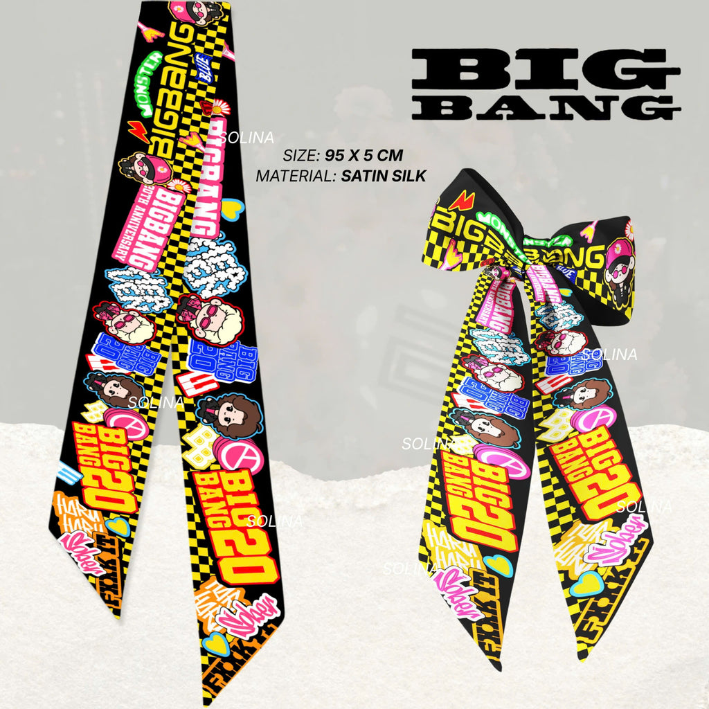 BIGBANG-Inspired Satin Twilly Scarf – 5x95cm Double-Sided K-Pop Accessory