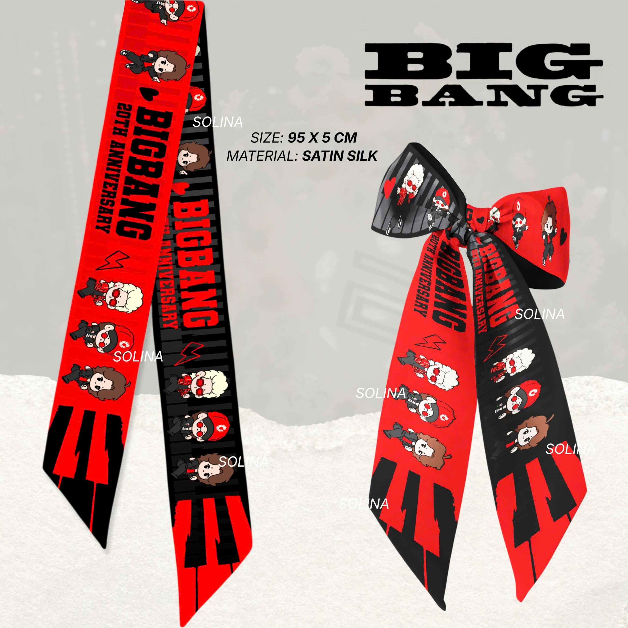 BIGBANG-Inspired Satin Twilly Scarf – 5x95cm Double-Sided K-Pop Accessory