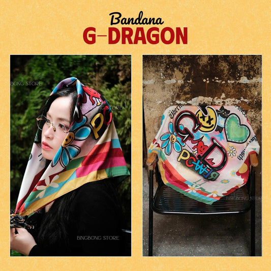 G-Dragon Bandana Scarf – 70x70cm Satin Silk Fanmade Concert Scarf