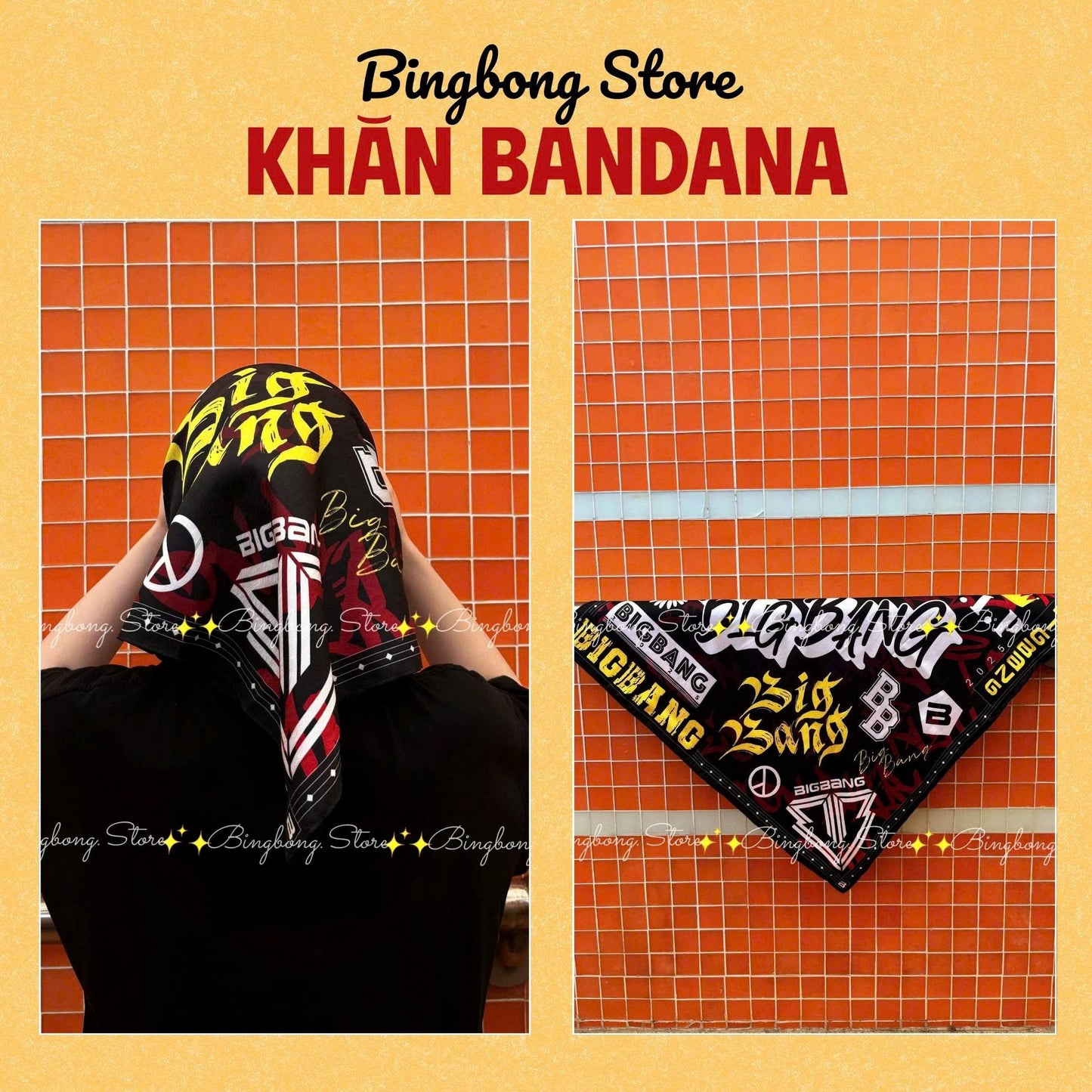 G-Dragon Bandana Scarf – 70x70cm Satin Silk Fanmade Concert Scarf