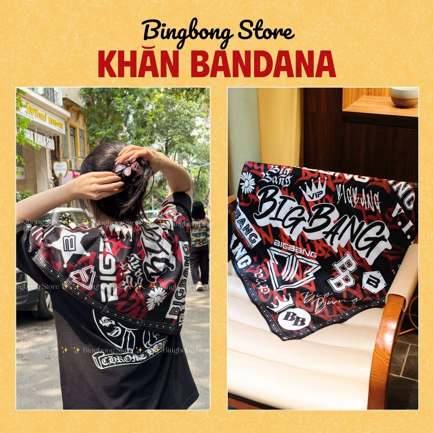 G-Dragon Bandana Scarf – 70x70cm Satin Silk Fanmade Concert Scarf