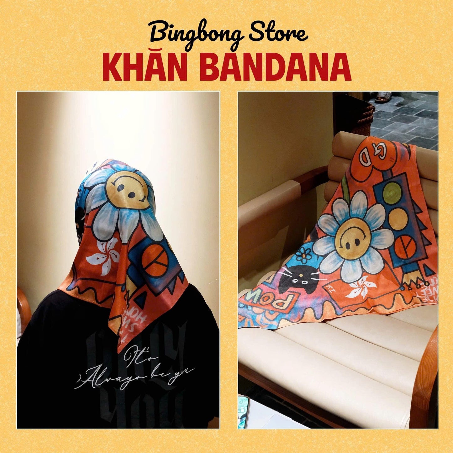G-Dragon Bandana Scarf – 70x70cm Satin Silk Fanmade Concert Scarf