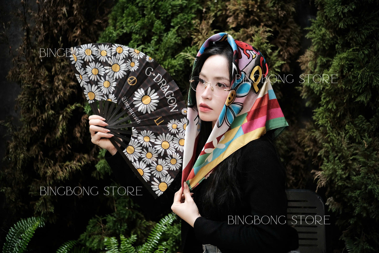 G-Dragon Bandana Scarf – 70x70cm Satin Silk Fanmade Concert Scarf