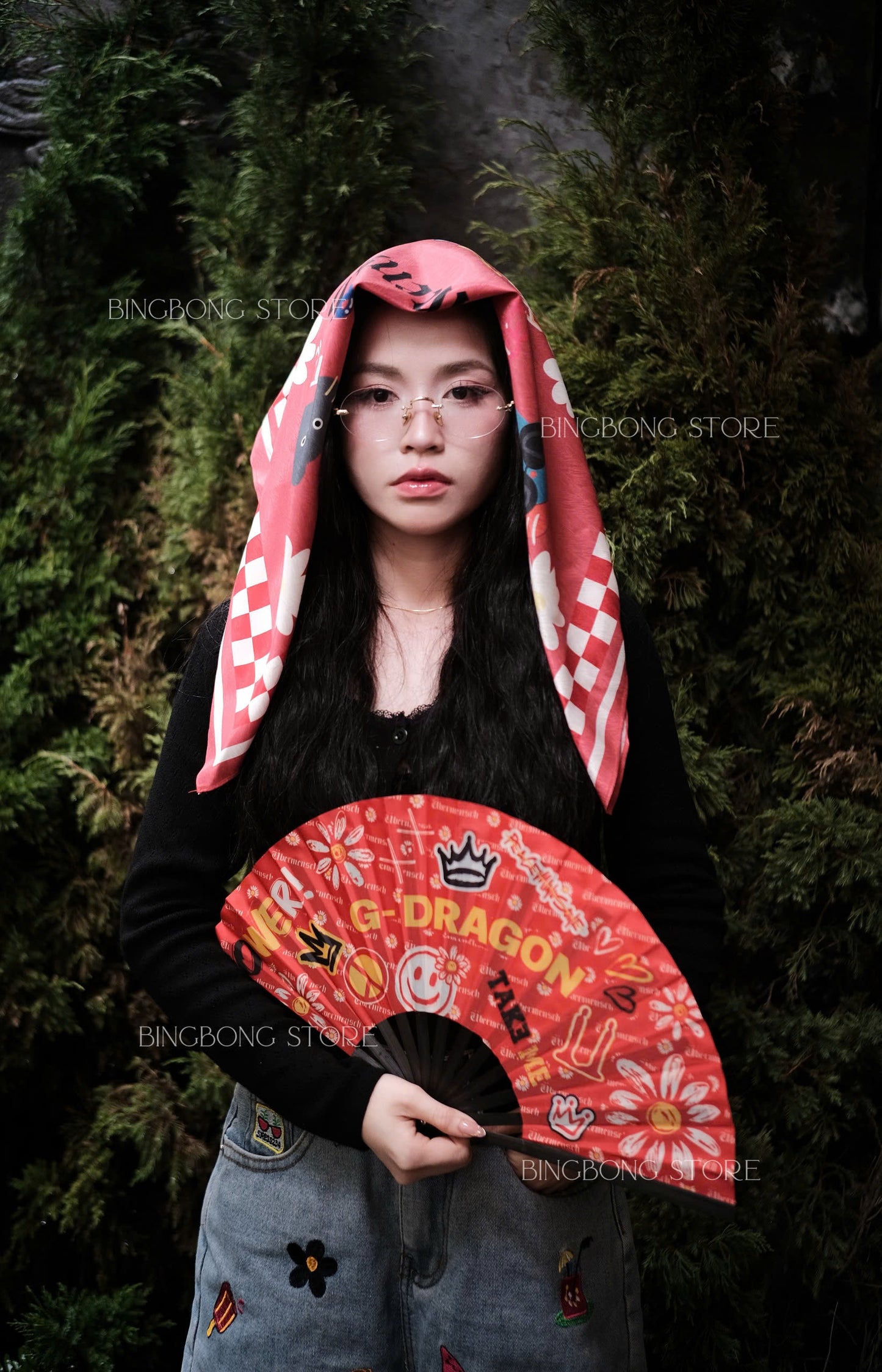 G-Dragon Bandana Scarf – 70x70cm Satin Silk Fanmade Concert Scarf