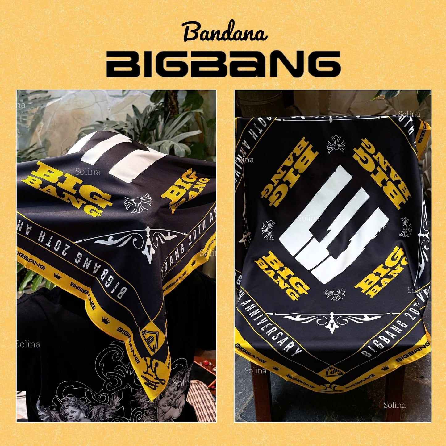 BIGBANG Bandana, Kpop VIP Satin Head Scarf 70x70 cm, Concert Outfit Gift