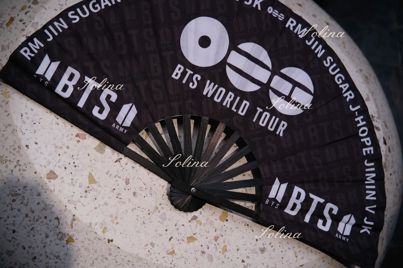 BTS ARIRANG World Tour Red & Black Fan – Premium Fanmade Concert Hand Fan for ARMY