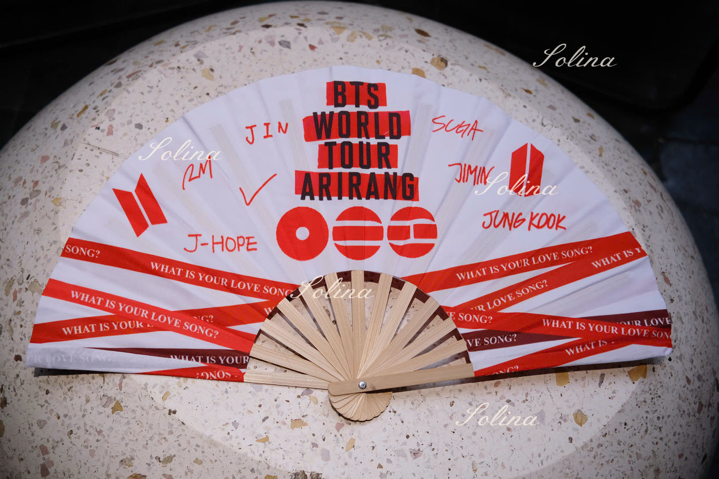 BTS ARIRANG World Tour Red & Black Fan – Premium Fanmade Concert Hand Fan for ARMY