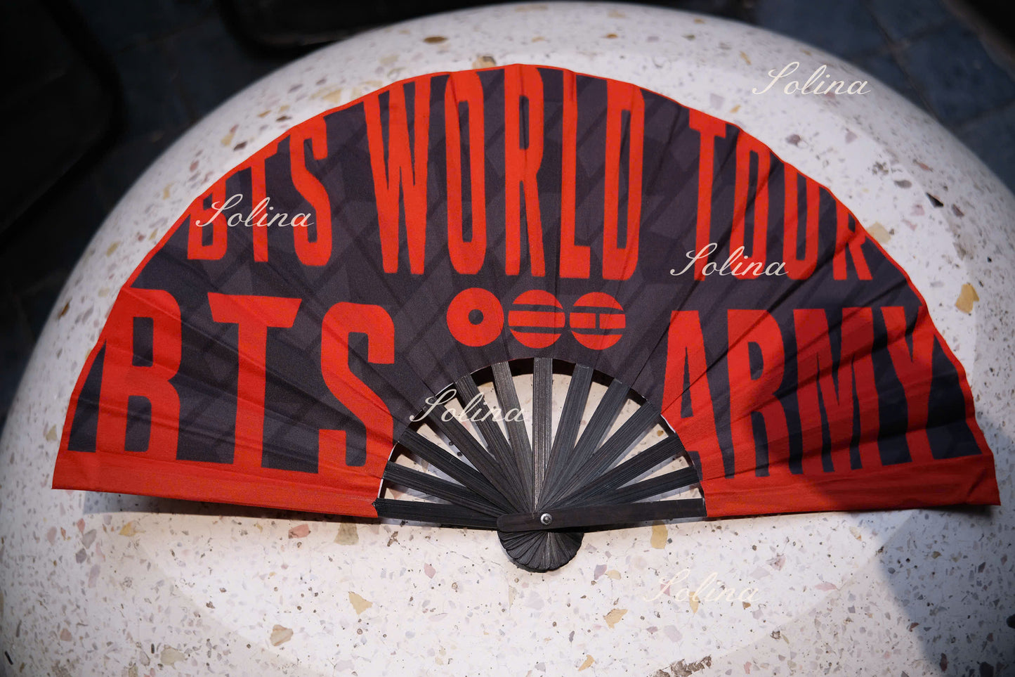 BTS ARIRANG World Tour Red & Black Fan – Premium Fanmade Concert Hand Fan for ARMY