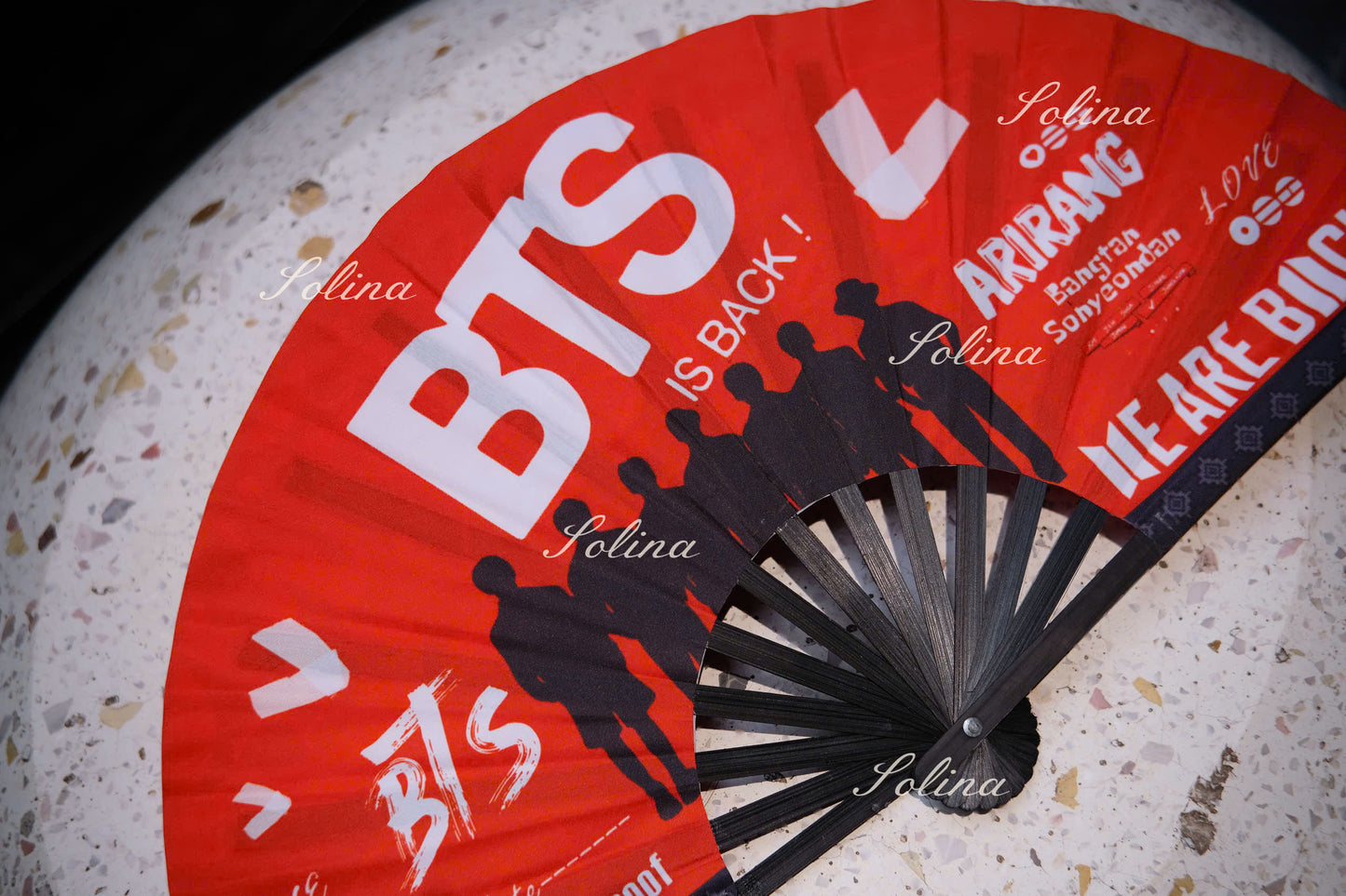 BTS ARIRANG World Tour Red & Black Fan – Premium Fanmade Concert Hand Fan for ARMY