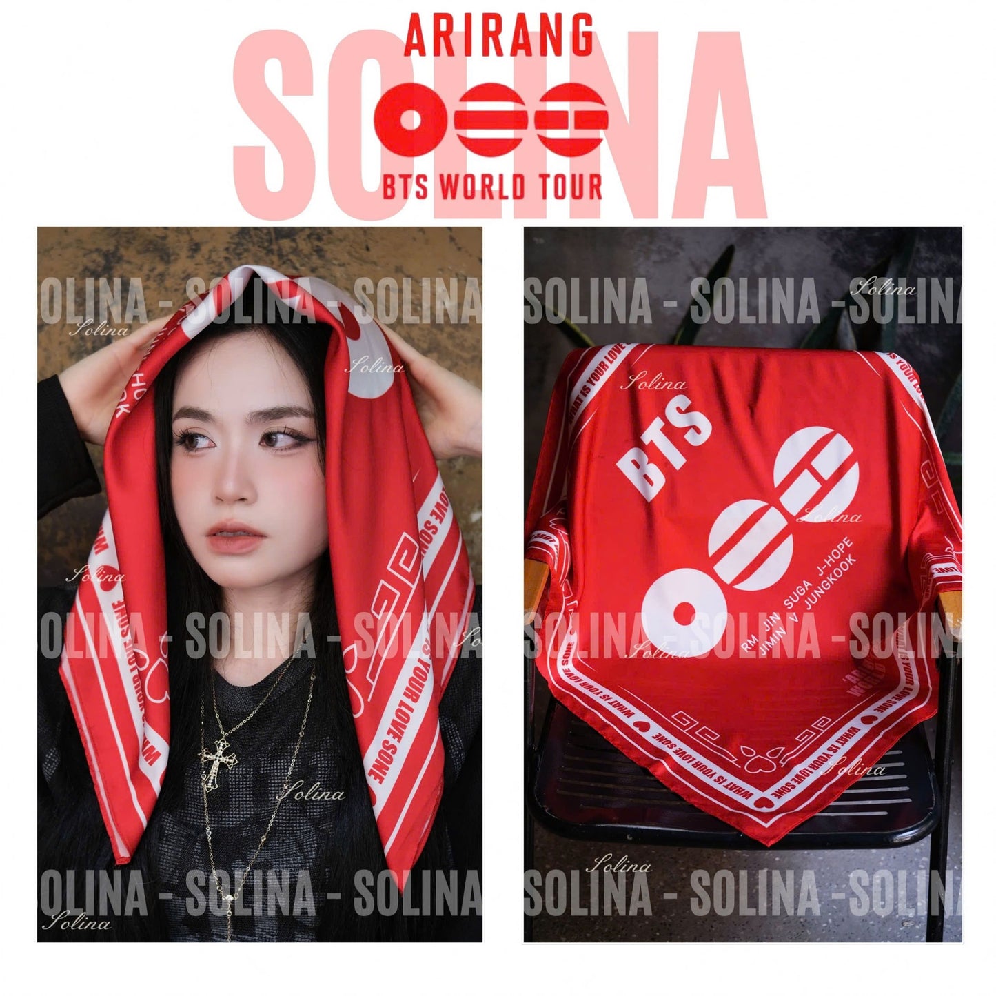 Arirang Heart Dark Bandana | ARMY Concert Accessory | Kpop Fan Gift