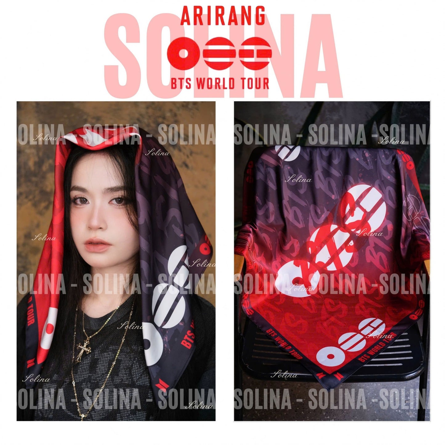 Arirang Heart Dark Bandana | ARMY Concert Accessory | Kpop Fan Gift