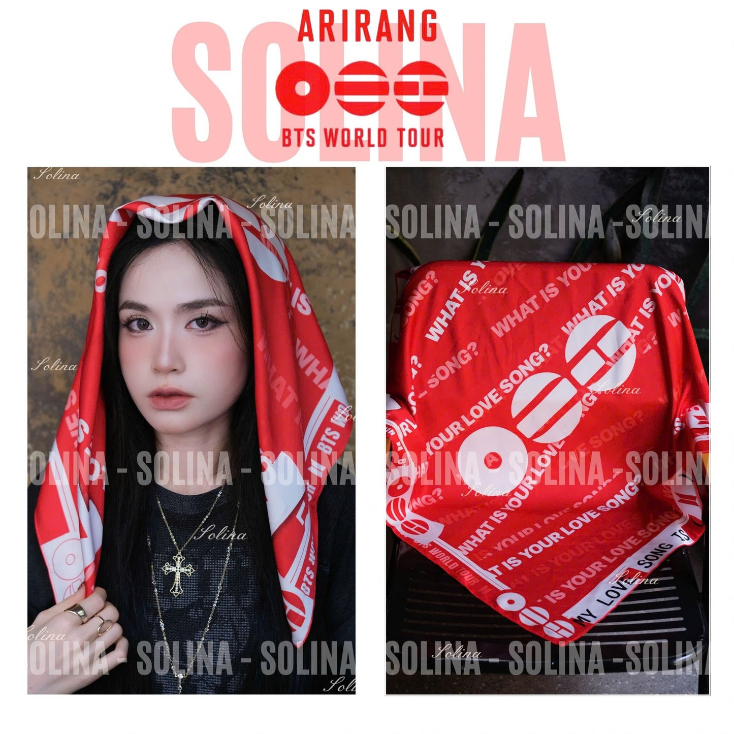Arirang Heart Dark Bandana | ARMY Concert Accessory | Kpop Fan Gift