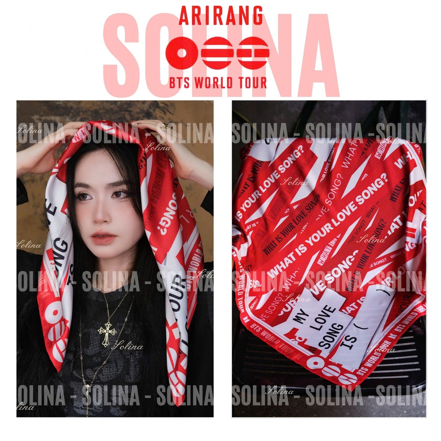 Arirang Heart Dark Bandana | ARMY Concert Accessory | Kpop Fan Gift