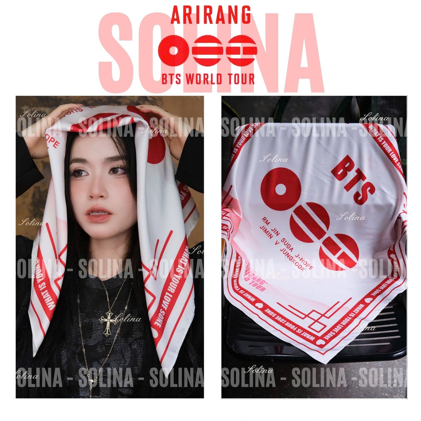 Arirang Heart Dark Bandana | ARMY Concert Accessory | Kpop Fan Gift