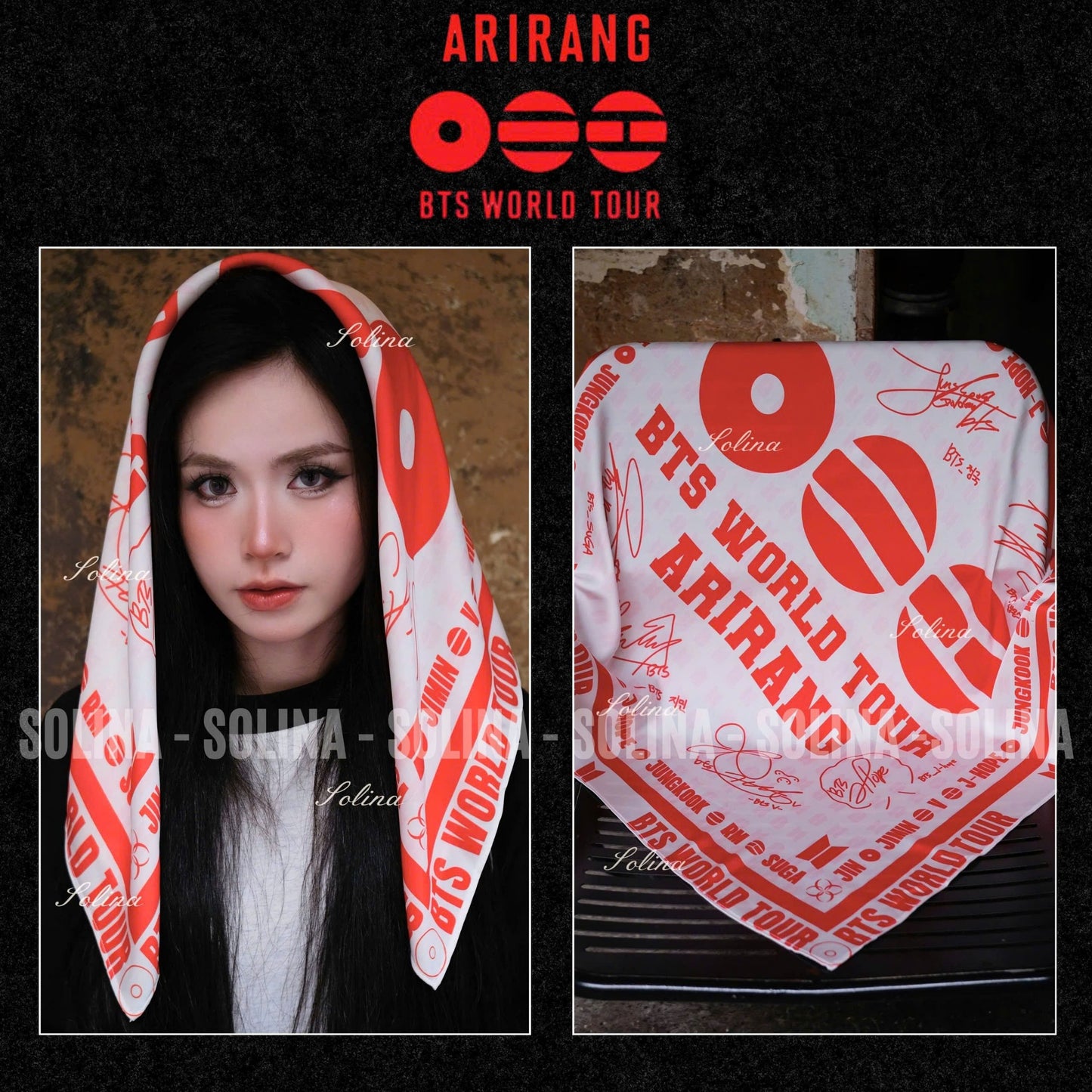 BTS ARIRANG World Tour Bandana – Premium Fanmade Concert Scarf for ARMY