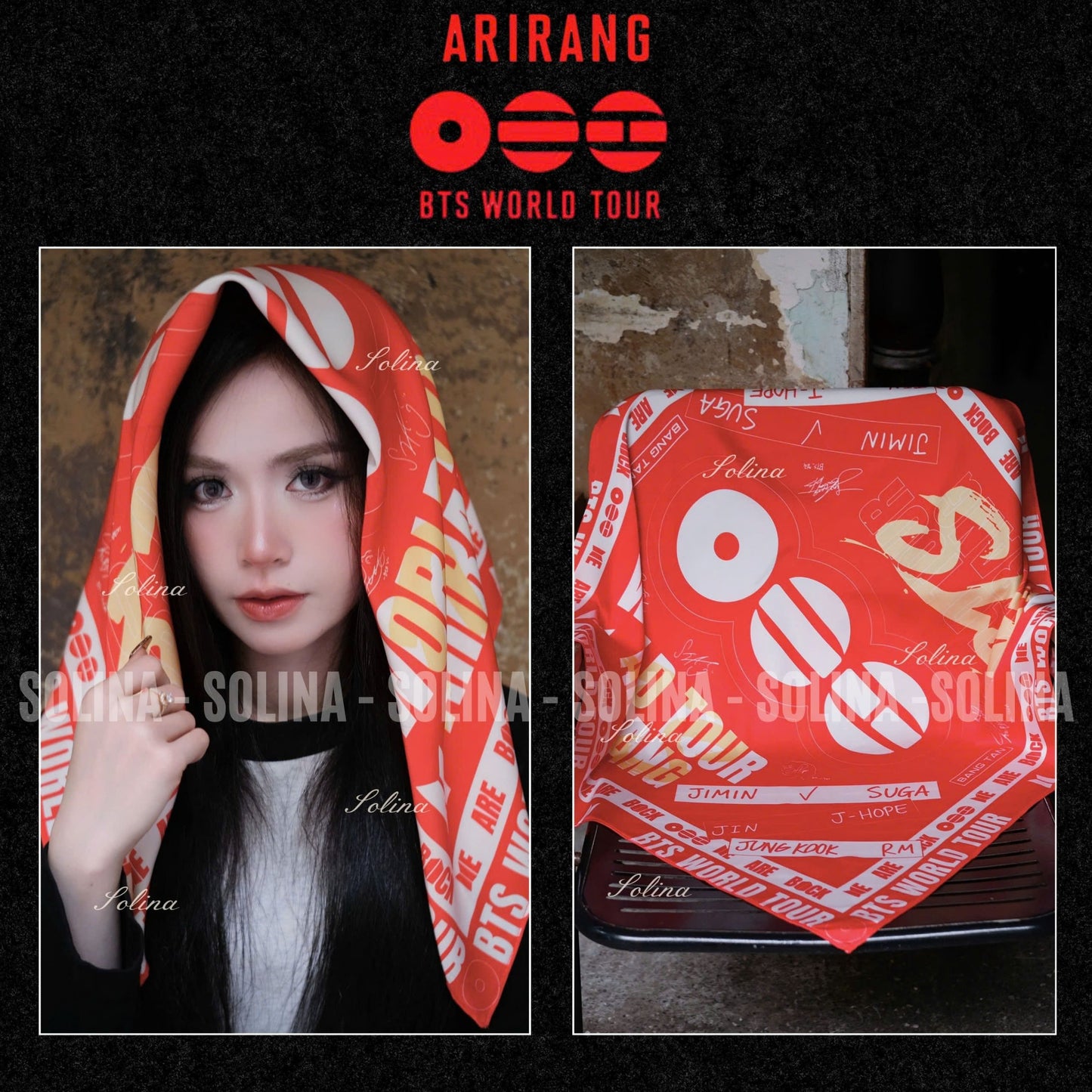 BTS ARIRANG World Tour Bandana – Premium Fanmade Concert Scarf for ARMY