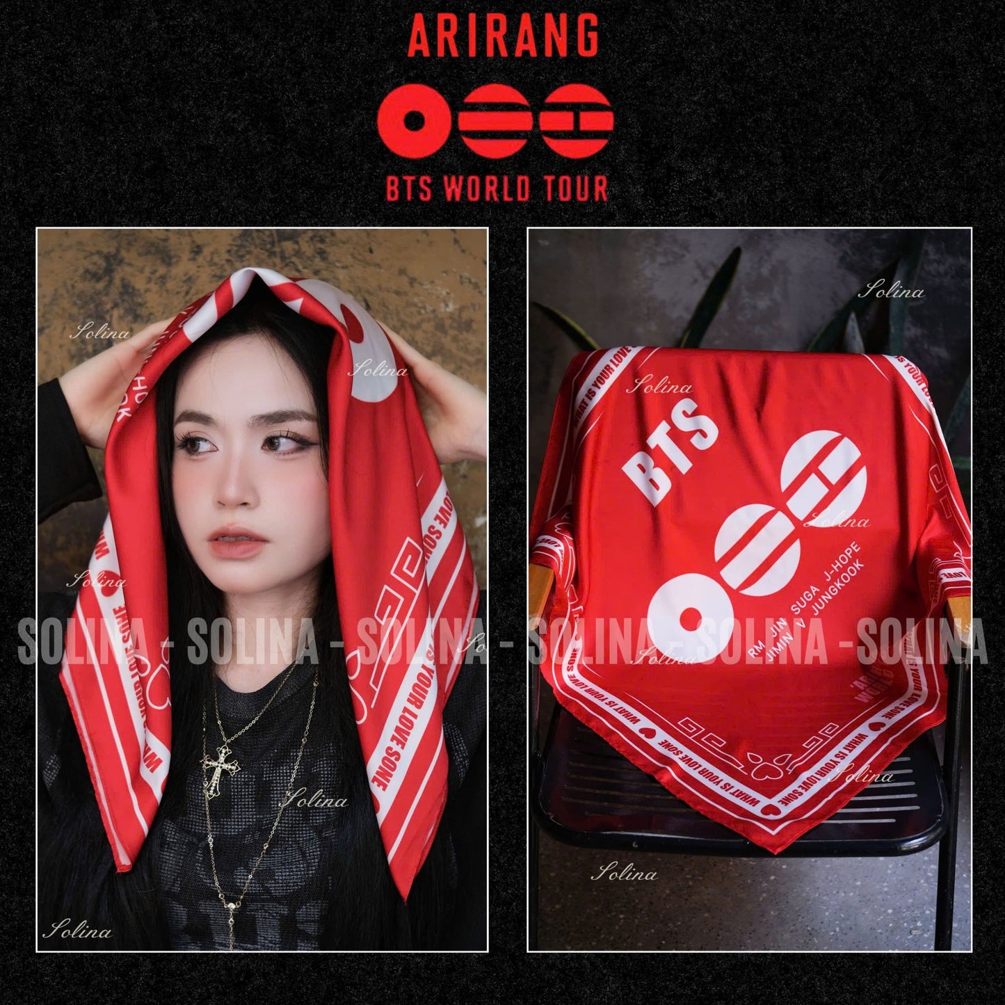 BTS ARIRANG World Tour Bandana – Premium Fanmade Concert Scarf for ARMY