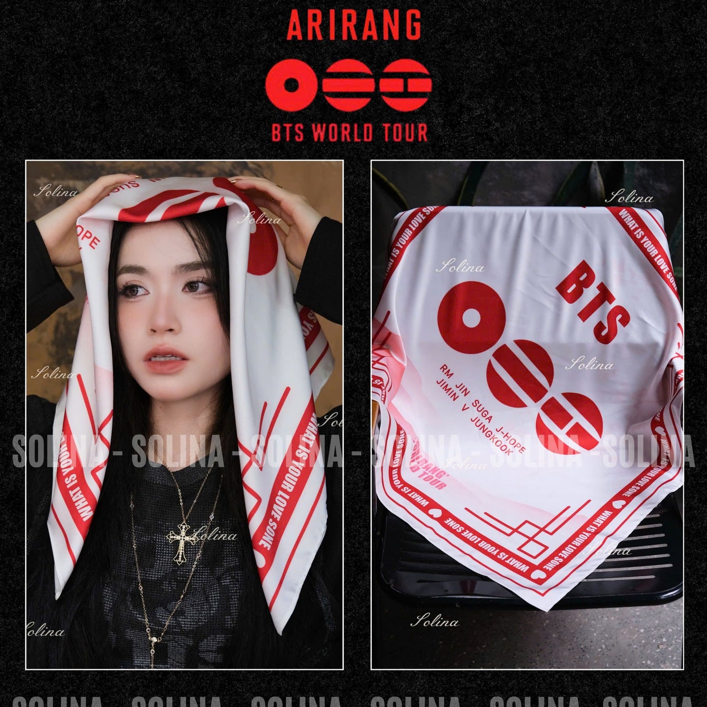 BTS ARIRANG World Tour Bandana – Premium Fanmade Concert Scarf for ARMY