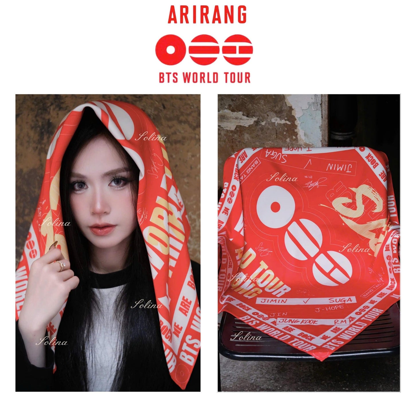 Arirang Heart Dark Bandana | ARMY Concert Accessory | Kpop Fan Gift