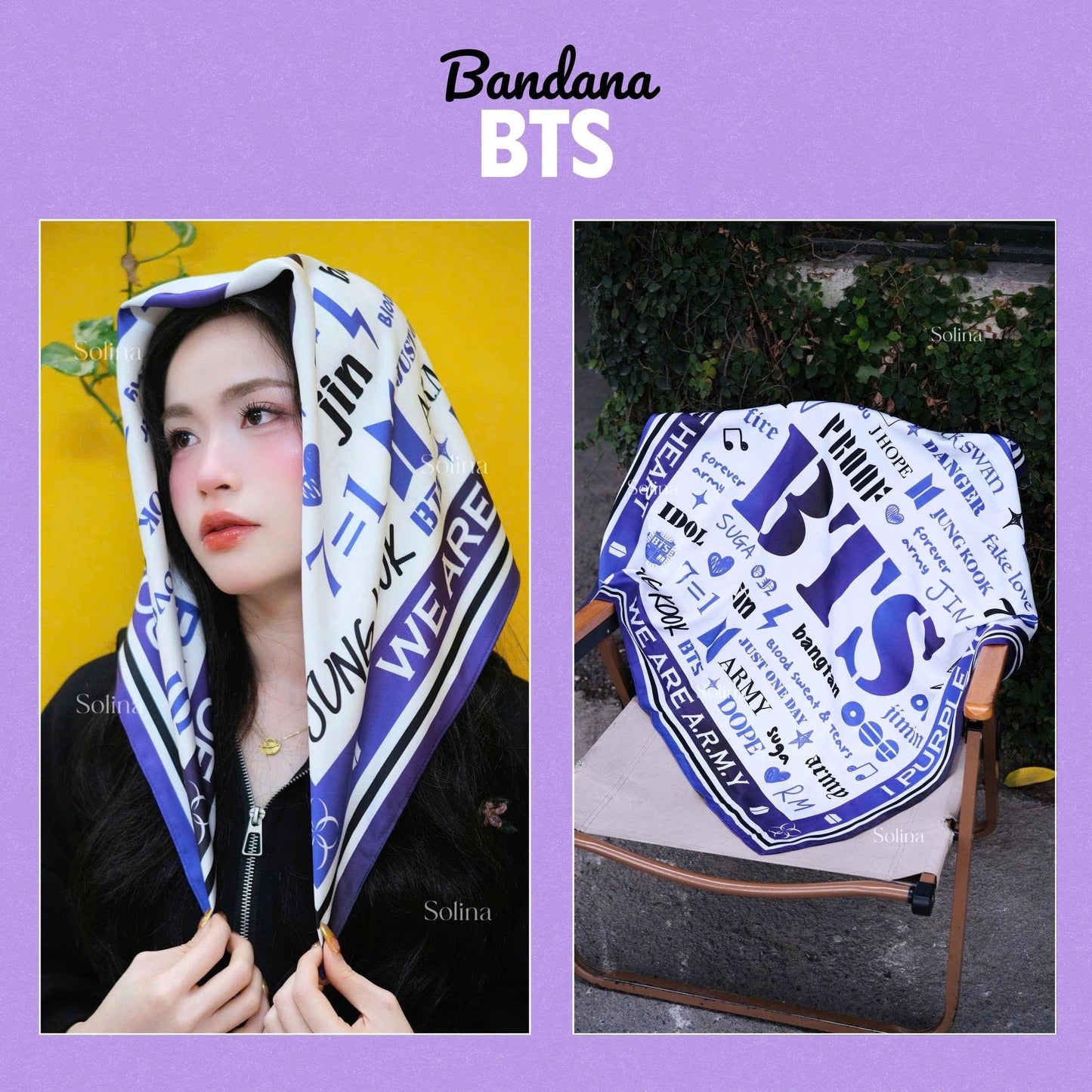 Arirang Heart Dark Bandana | ARMY Concert Accessory | Kpop Fan Gift