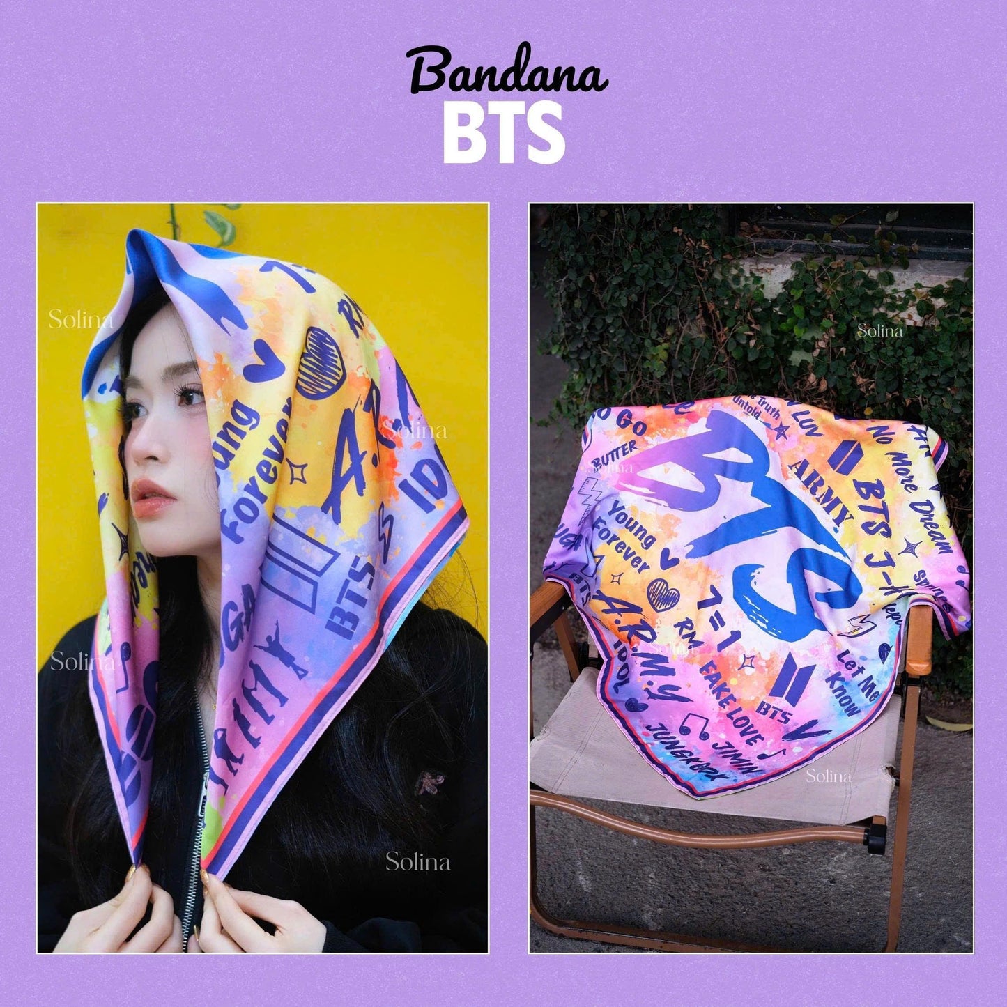Arirang Heart Dark Bandana | ARMY Concert Accessory | Kpop Fan Gift