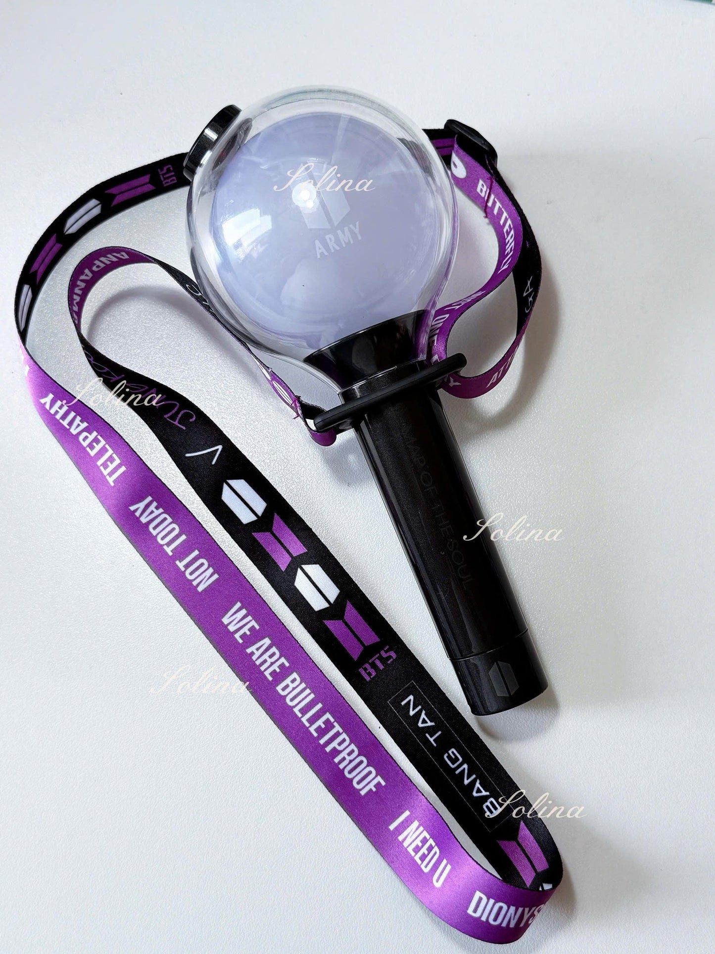 Arirang lightstick holder, lanyard BTS- black and red