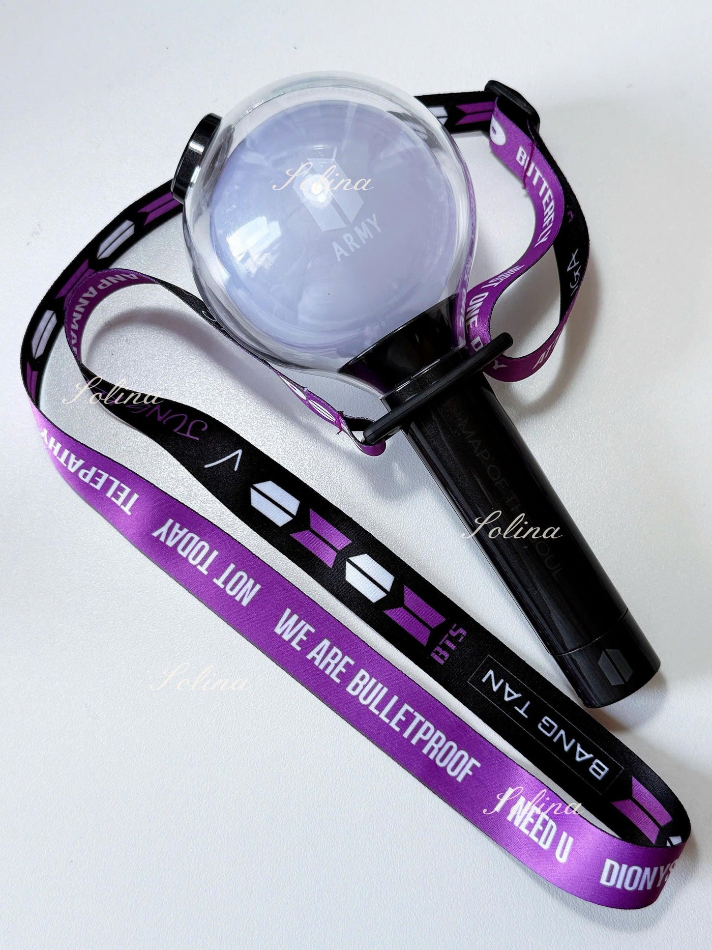 Arirang lightstick holder, lanyard BTS- black and red