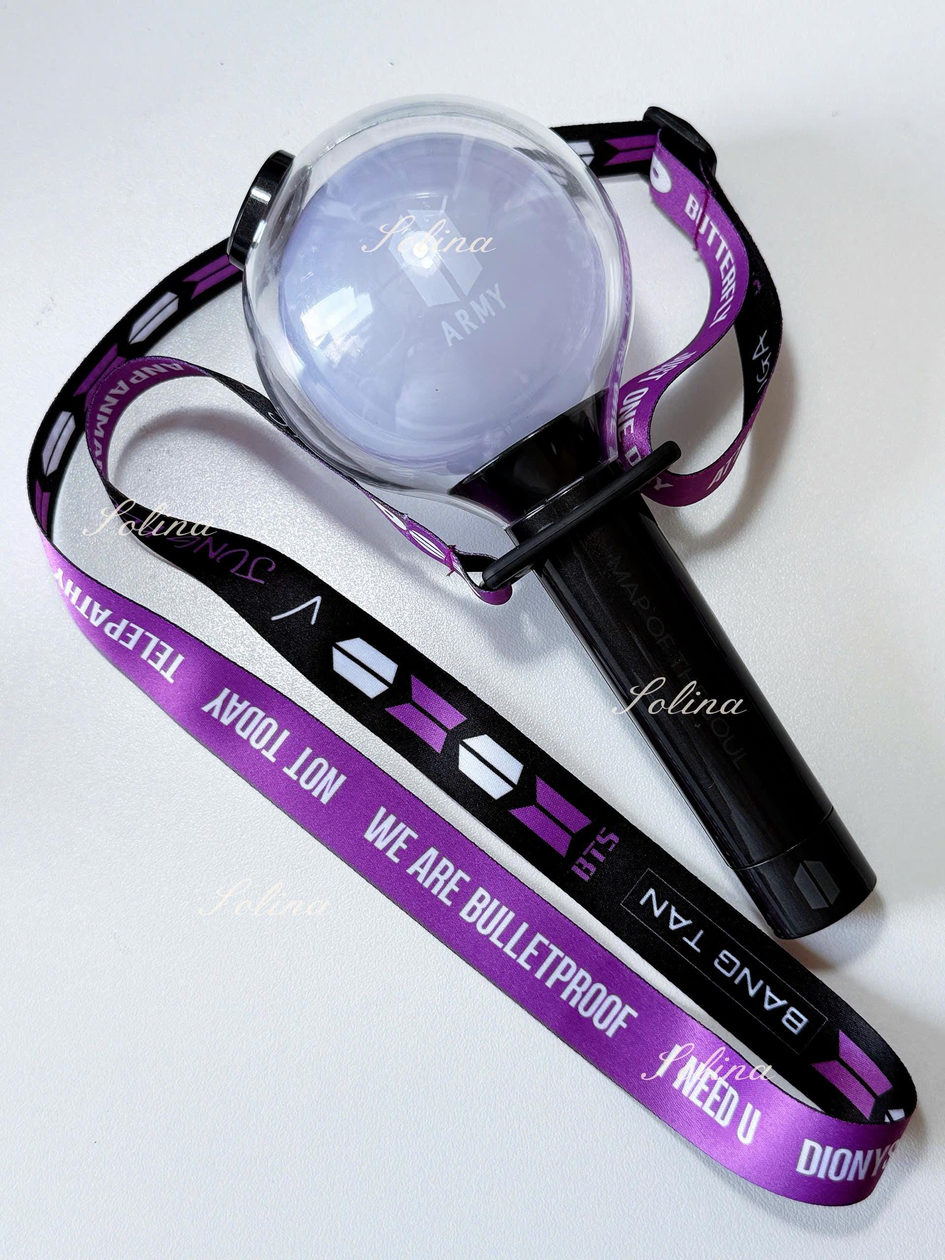 Arirang lightstick holder, lanyard BTS- black and red