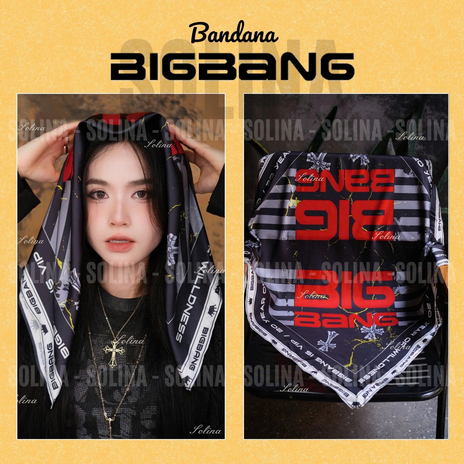 BIGBANG Bandana, Kpop VIP Satin Head Scarf 70x70 cm, Concert Outfit Gift