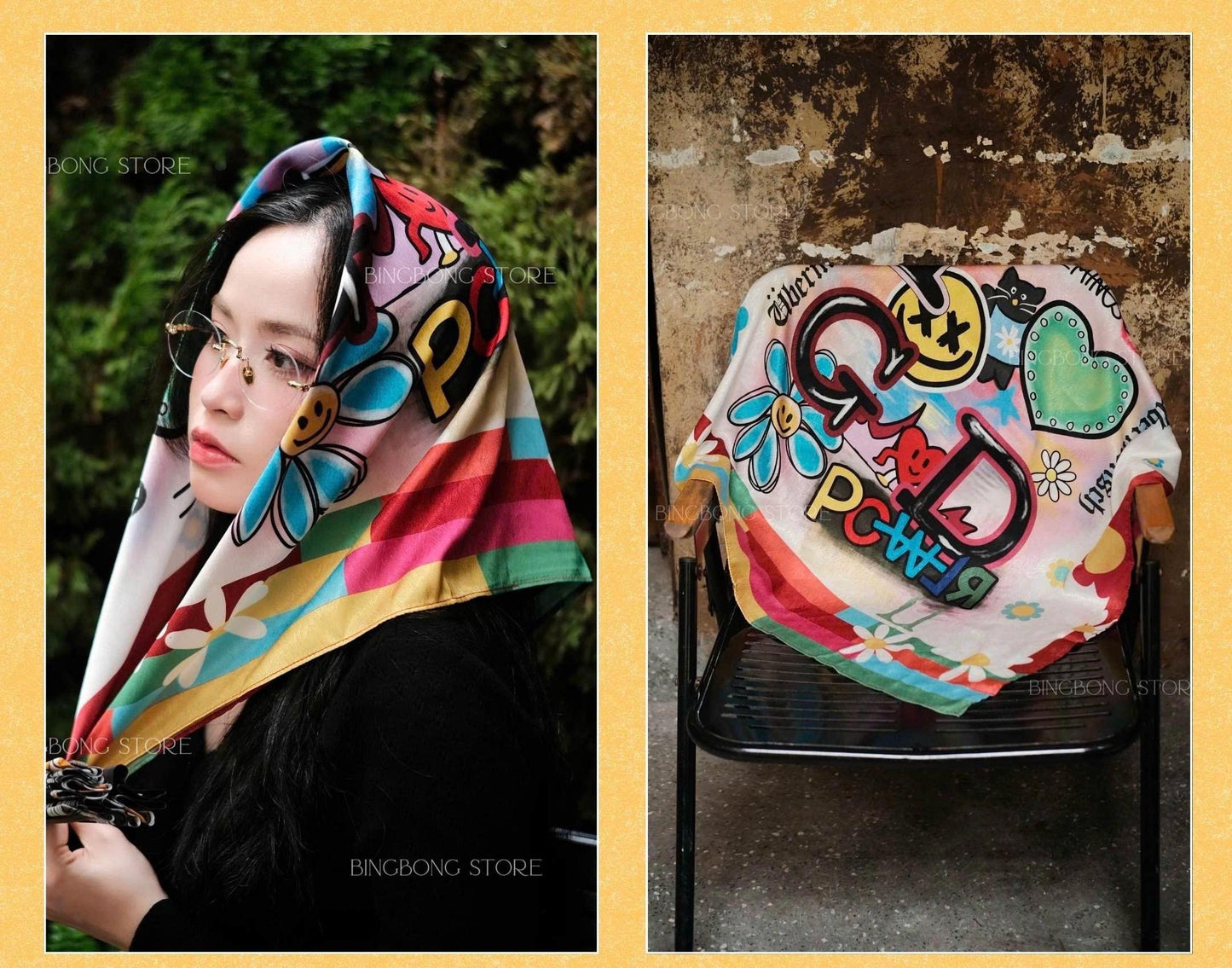 G-Dragon Bandana, BIGBANG VIP Satin Scarf 70x70 cm, Kpop Concert Gift