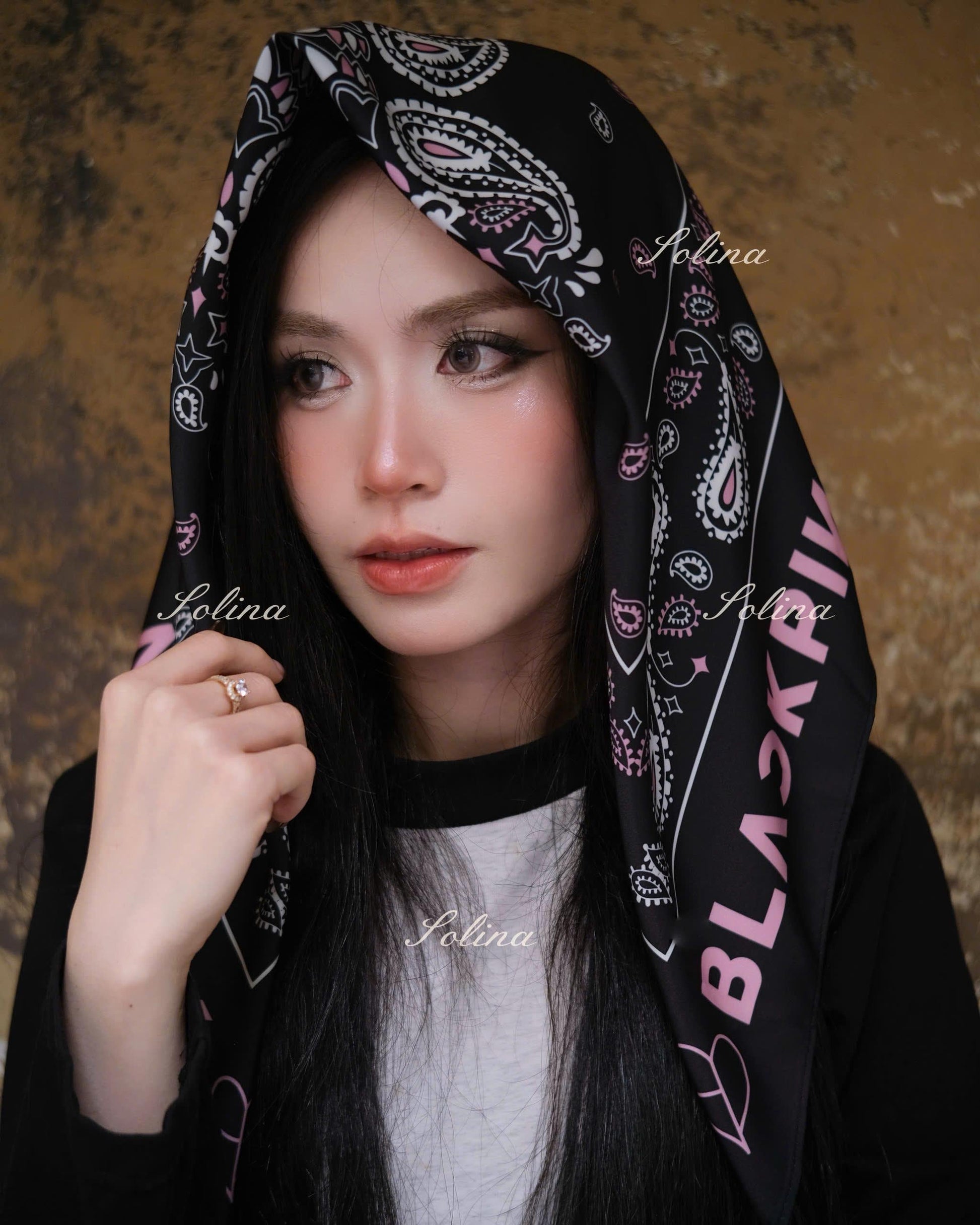 BLACKPINK Bandana, Kpop BLACKPINK Satin Head Scarf 70x70 cm, Concert Outfit Gift