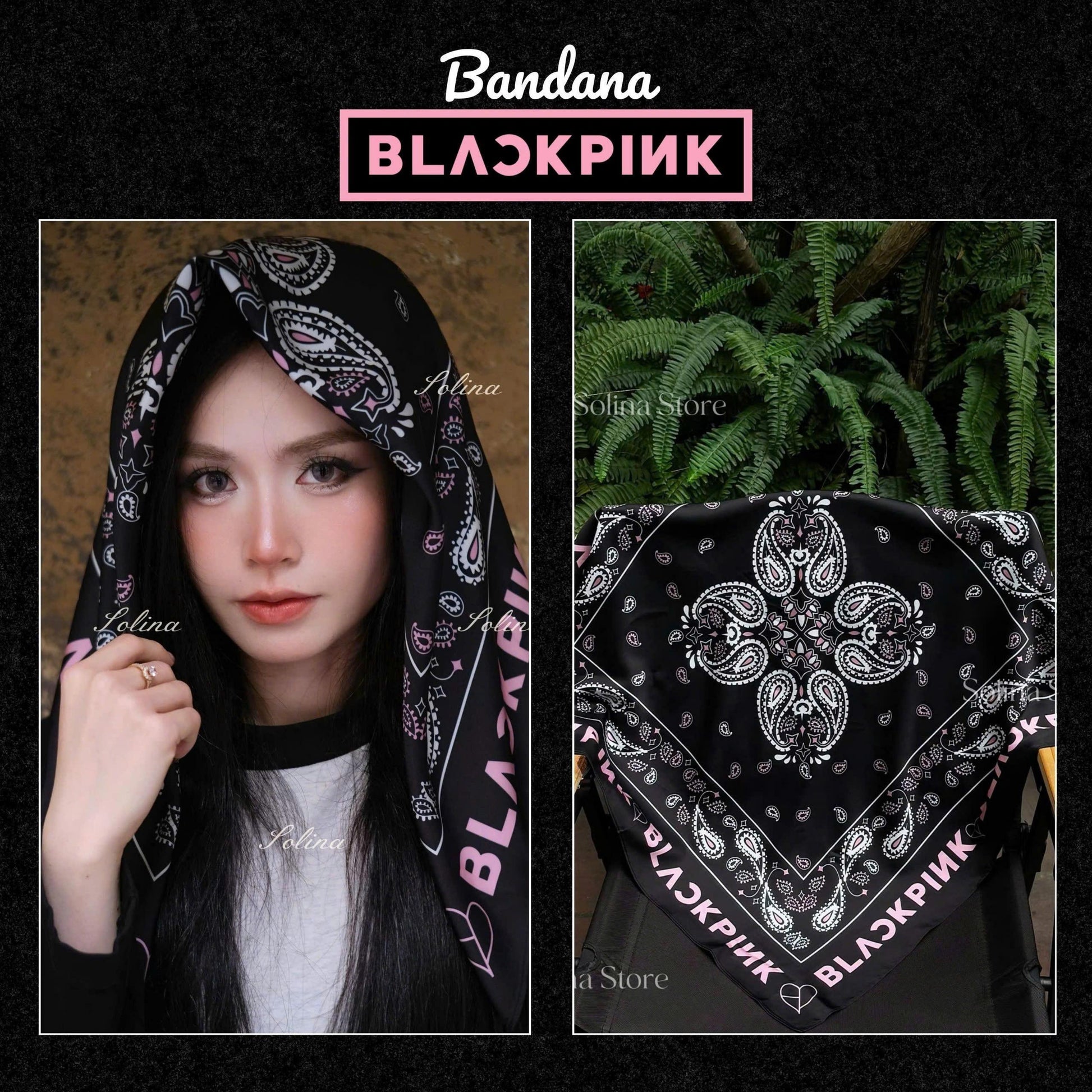 BLACKPINK Bandana Satin Head Scarf 70x70 cm, Concert Outfit Gift