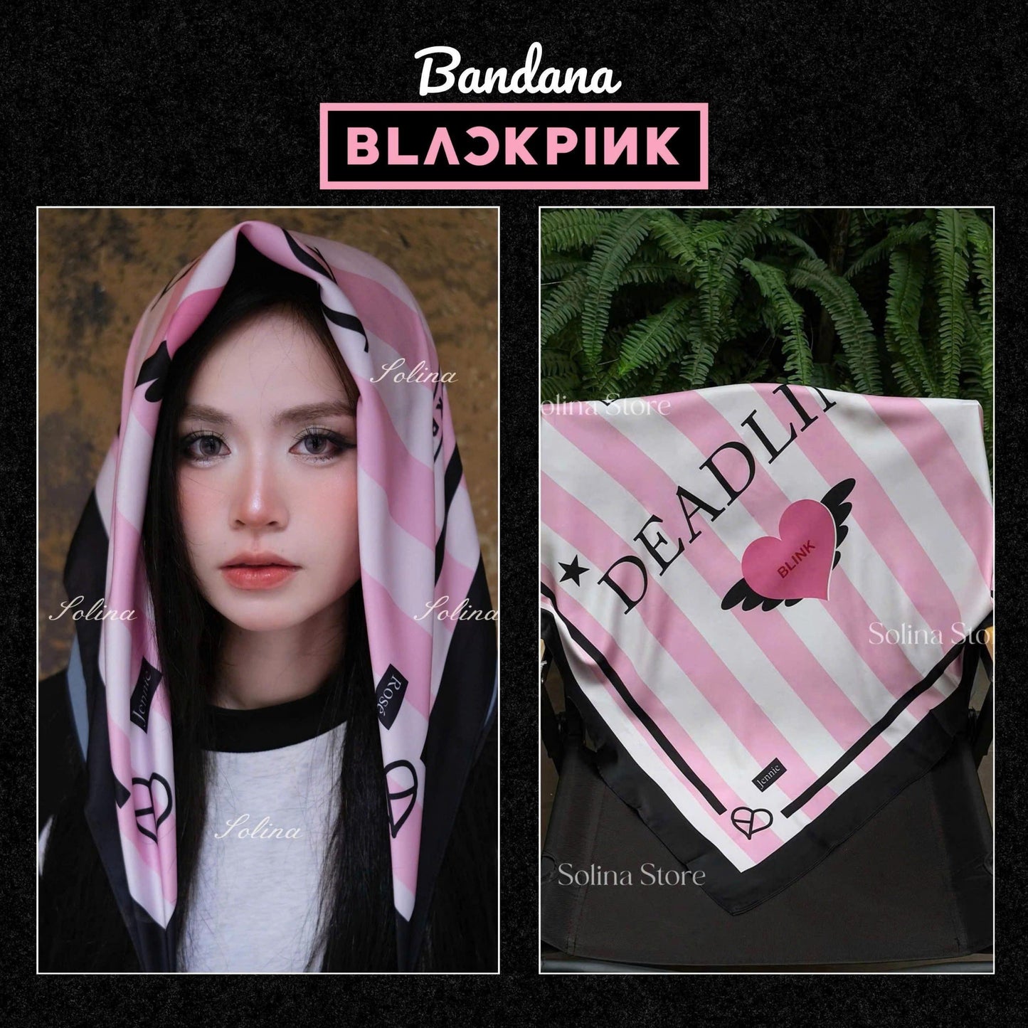 BLACKPINK Bandana Satin Head Scarf 70x70 cm, Concert Outfit Gift