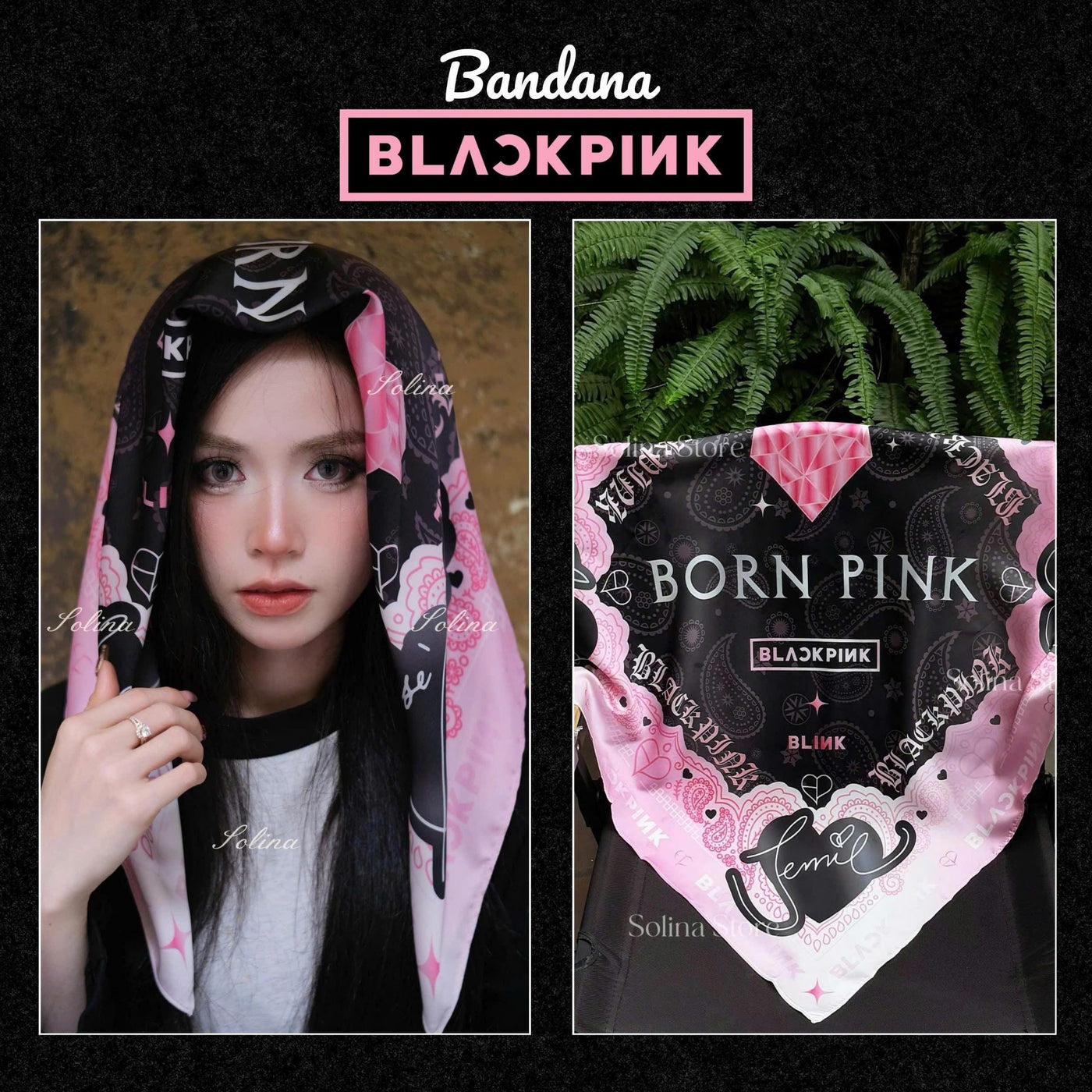 BLACKPINK Bandana Satin Head Scarf 70x70 cm, Concert Outfit Gift