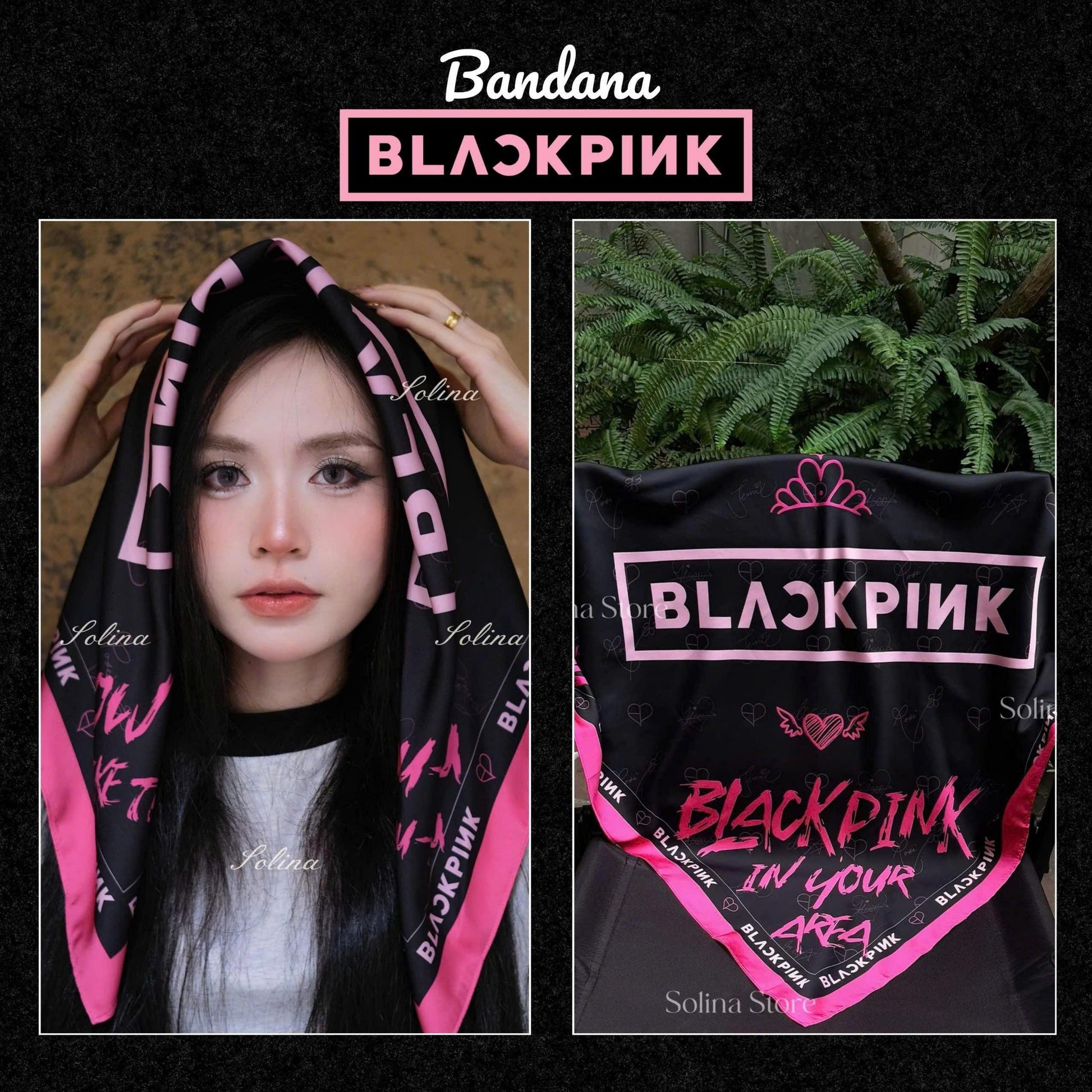 BLACKPINK Bandana Satin Head Scarf 70x70 cm, Concert Outfit Gift