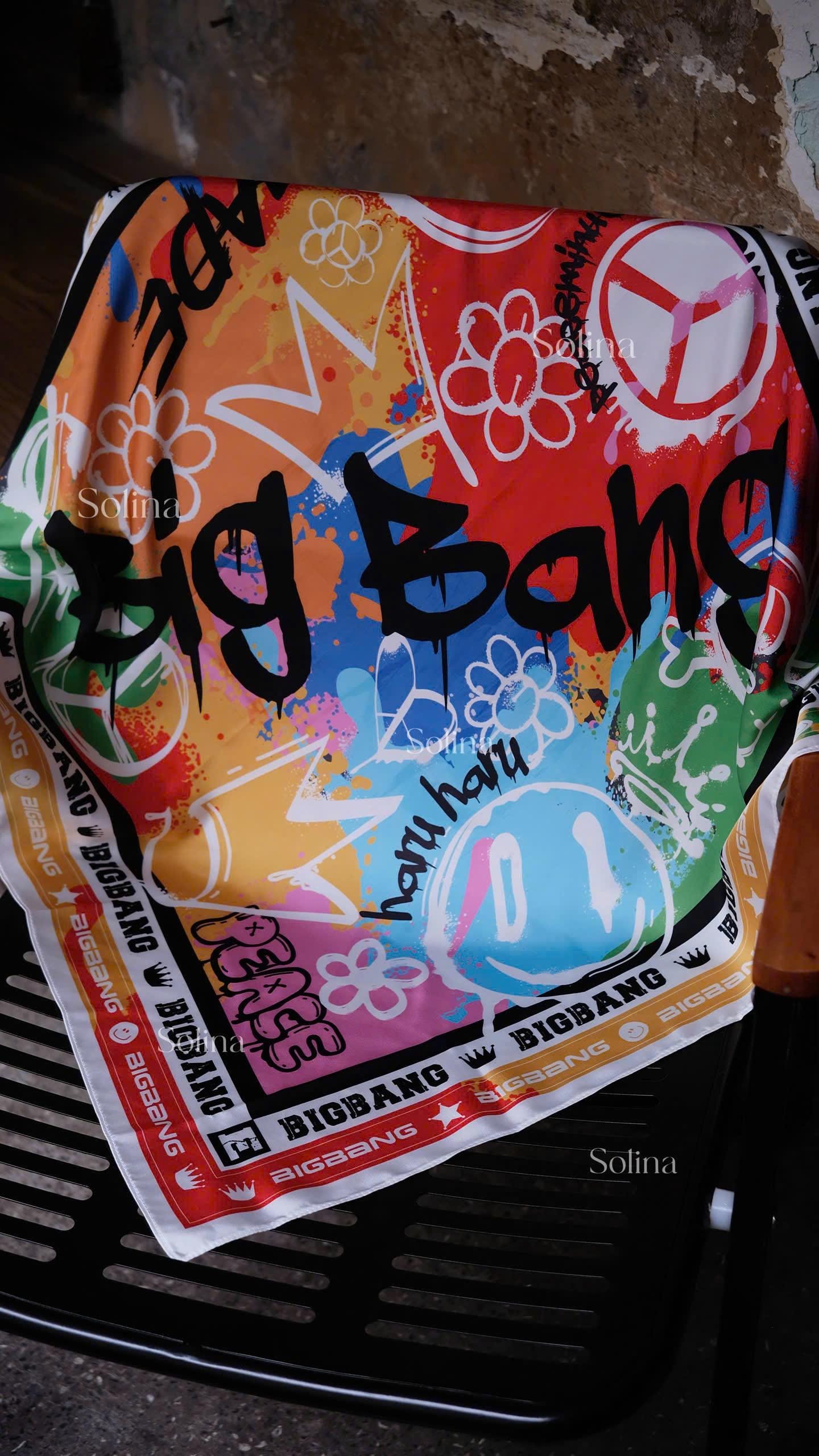 BIGBANG VIP Bandana, Kpop Concert Satin Scarf 70x70 cm, Fanmade Head Wrap Gift