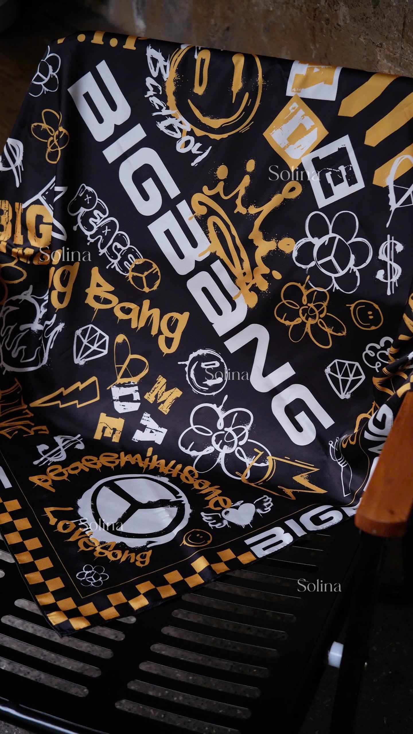 BIGBANG VIP Bandana, Kpop Concert Satin Scarf 70x70 cm, Fanmade Head Wrap Gift