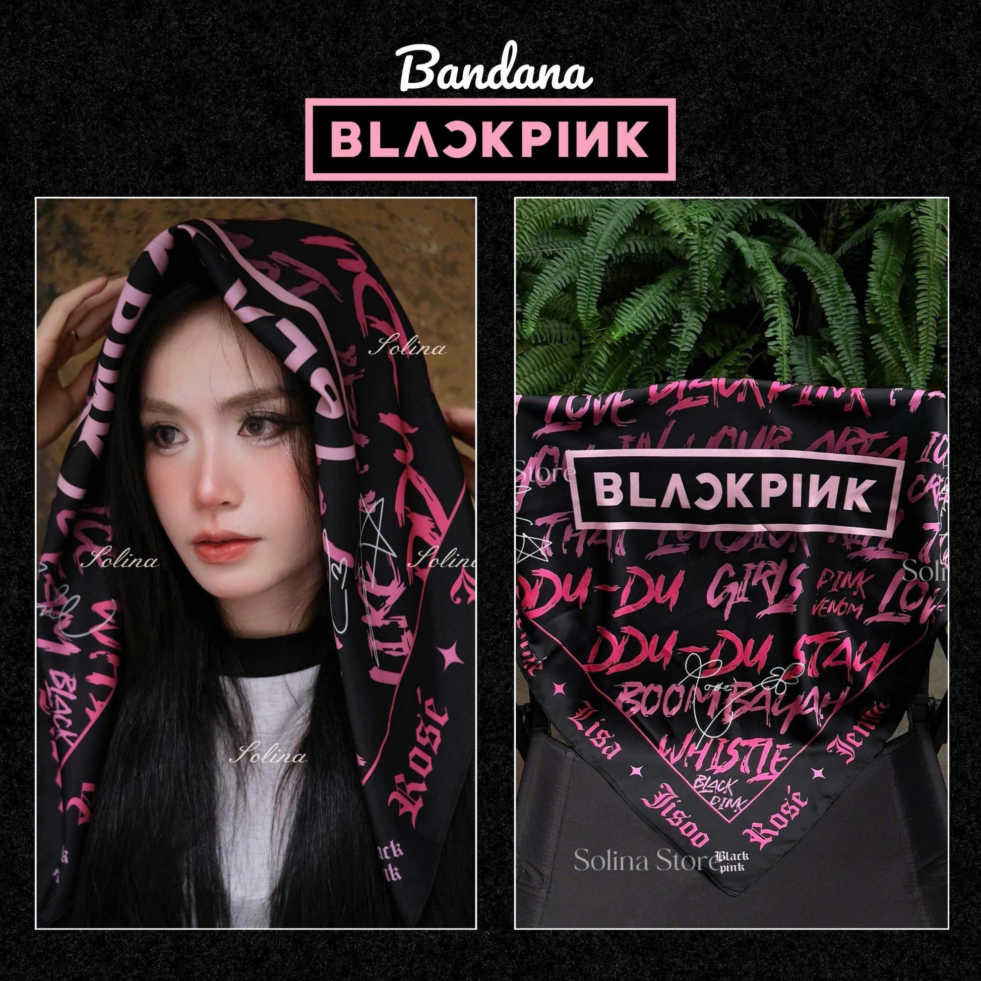 BLACKPINK Bandana Satin Head Scarf 70x70 cm, Concert Outfit Gift