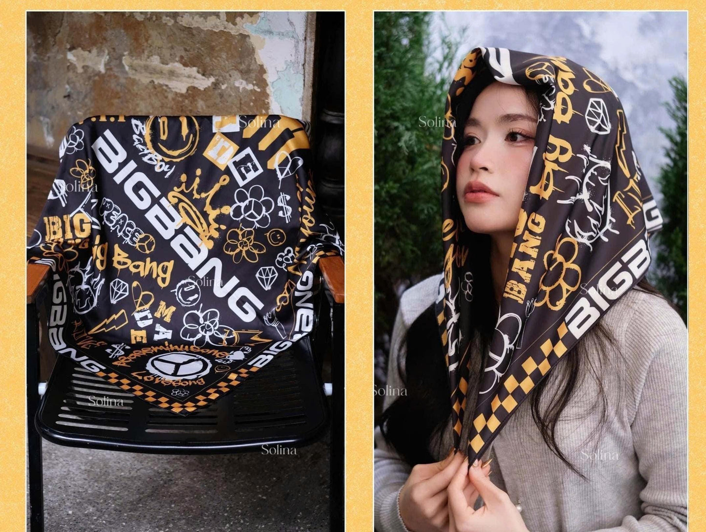 BIGBANG Bandana, Kpop VIP Satin Head Scarf 70x70 cm, Concert Outfit Gift