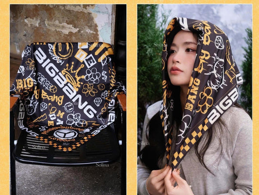 BIGBANG Bandana, Kpop VIP Satin Head Scarf 70x70 cm, Concert Outfit Gift