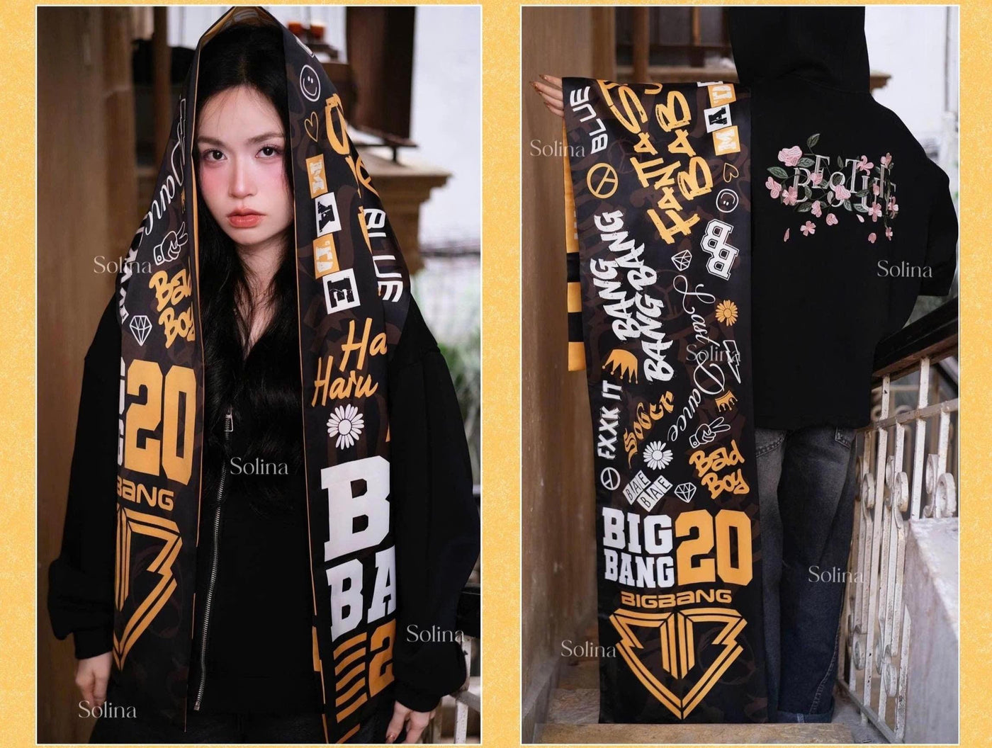 BIGBANG Bandana, Kpop VIP Satin Head Scarf 35x140 cm, Concert Outfit Gift