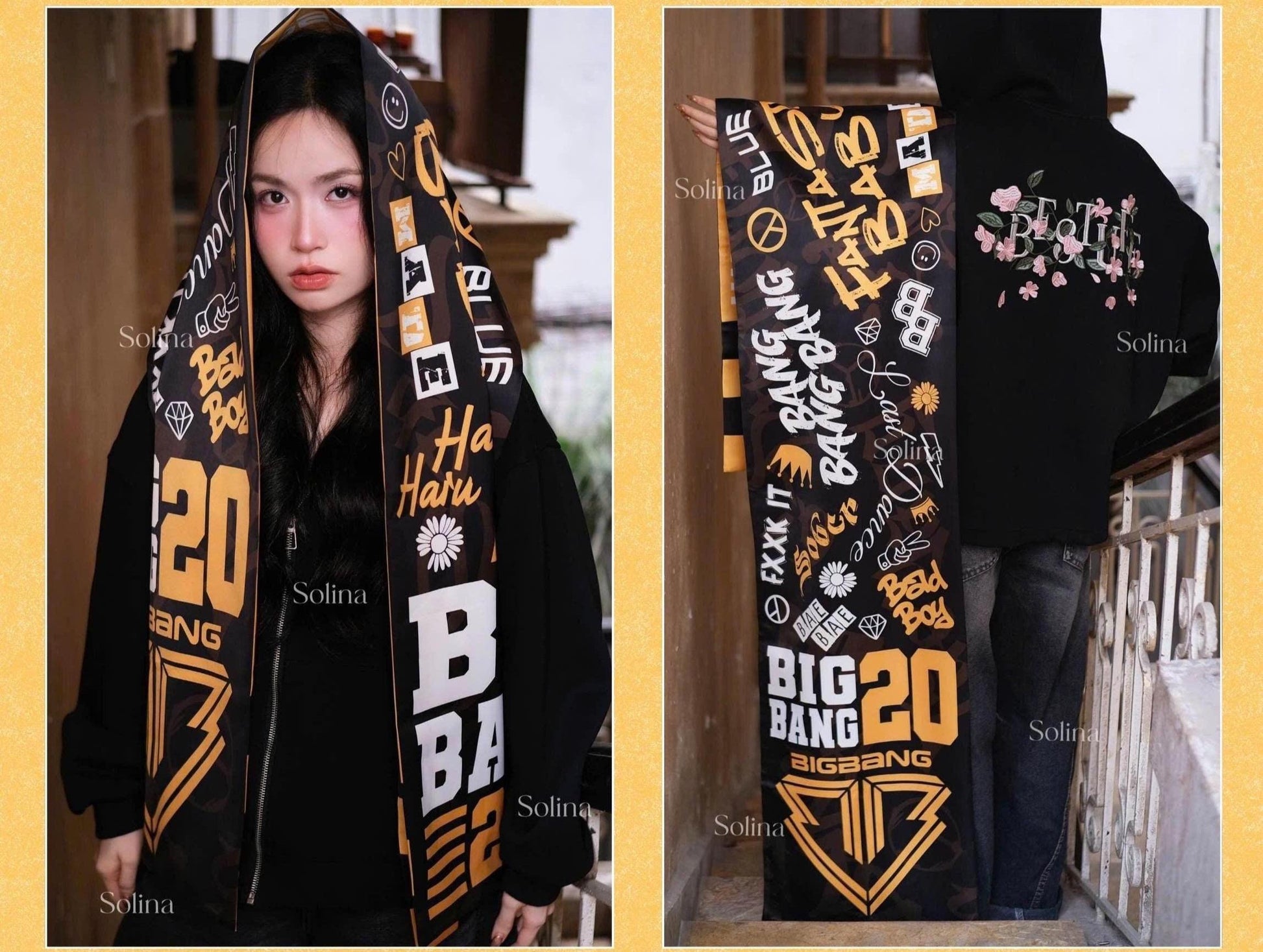 BIGBANG Bandana, Kpop VIP Satin Head Scarf 35x140 cm, Concert Outfit Gift