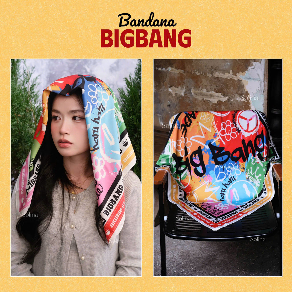 BIGBANG Inspired Satin Bandana Scarf – 70x70 cm K-pop Fan Accessory